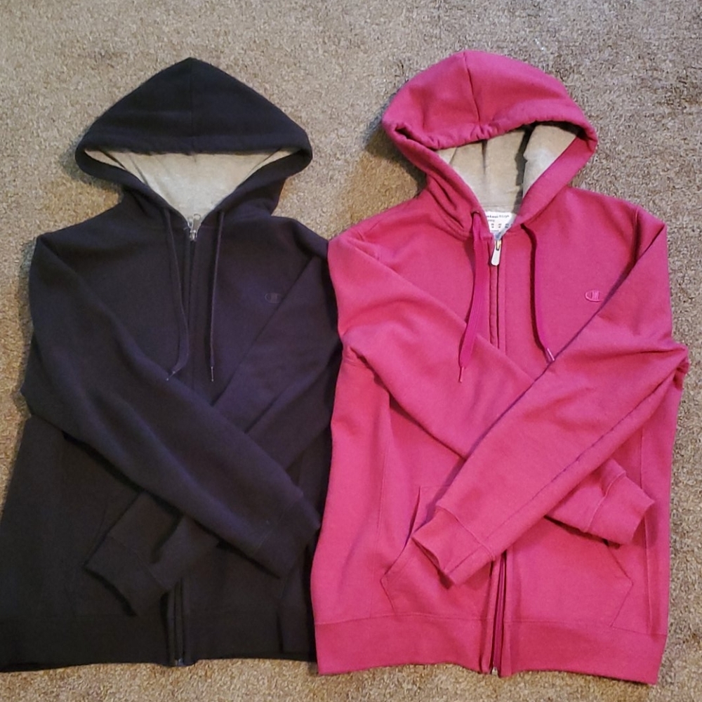 Two Champion zip up hoodies black/pink